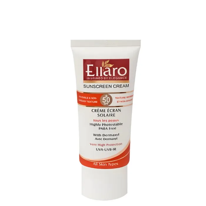 تصویر  کرم ضد آفتاب +SPF50 مناسب انواع پوست بی رنگ فاقد پارابن - الارو | Ellaro Sunscreen Cream 50 ml