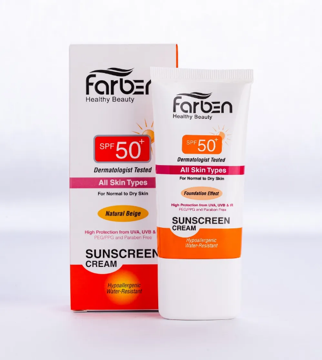 تصویر  ضدآفتابspf50+alltype  فاربن | FARBE  حجم 50 میل