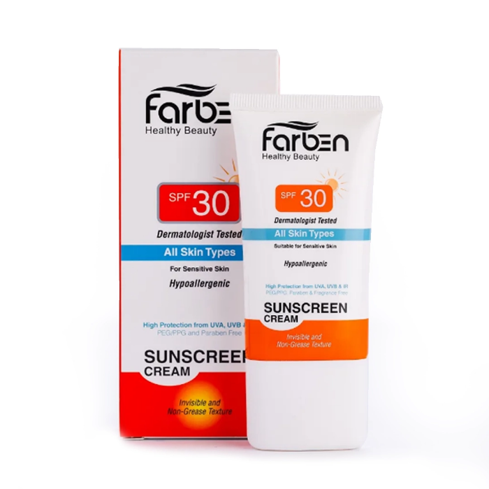 تصویر  ضدآفتاب spf30 فاربن | FARBE  حجم 50 میل