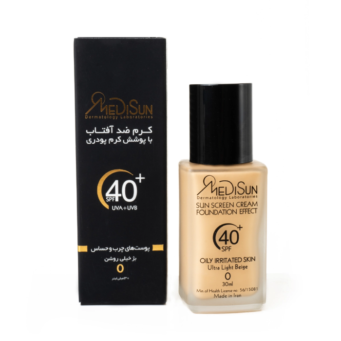 تصویر  ضد آفتاب کرم پودری  SPF40 شیشه ای پوست چرب مدیسان | MEDISUNحجم 30 میل