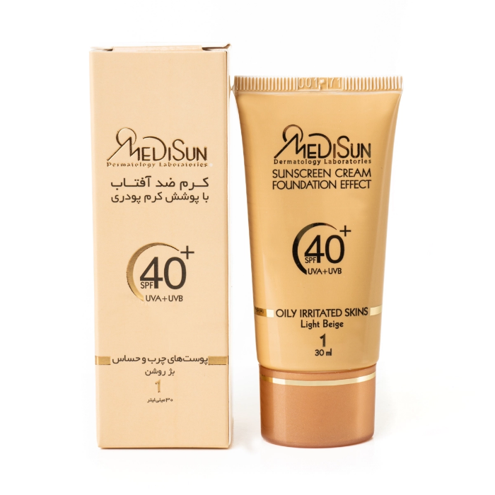 تصویر  ضد آفتاب کرم پودری  SPF40 تیوپی پوست چرب مدیسان | MEDISUNحجم 30 میل