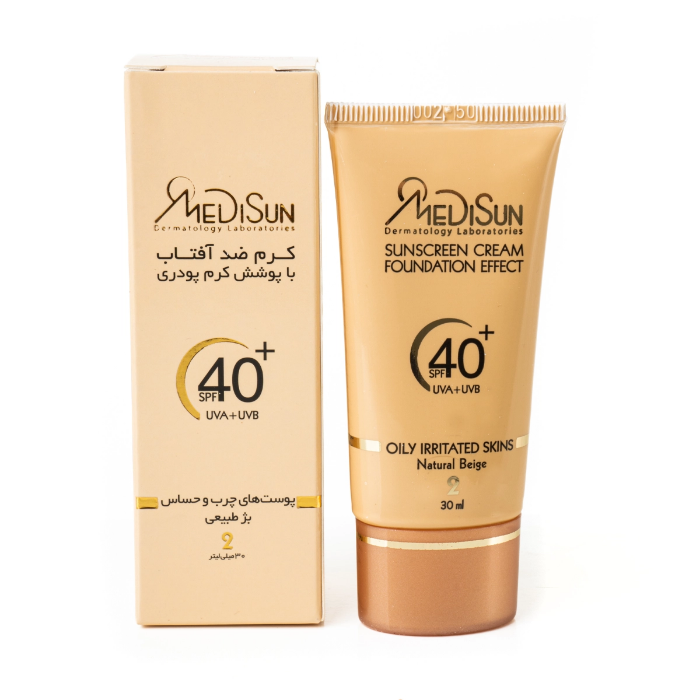 تصویر  ضد آفتاب کرم پودری  SPF40 تیوپی پوست چرب مدیسان | MEDISUNحجم 30 میل