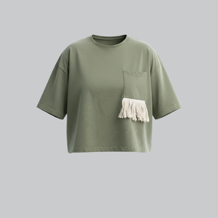 تصویر  تیشرت کراپ طرح بوهو