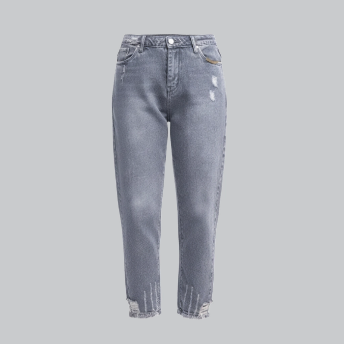 تصویر  شلوار جین مام فیت زنانه طوسی برند HMG کد 1045/4