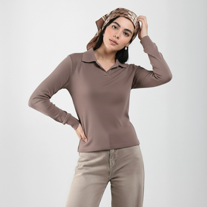 تصویر  بلوز زنانه یقه مردانه بهبود (جنس فانریپ) | Behboud