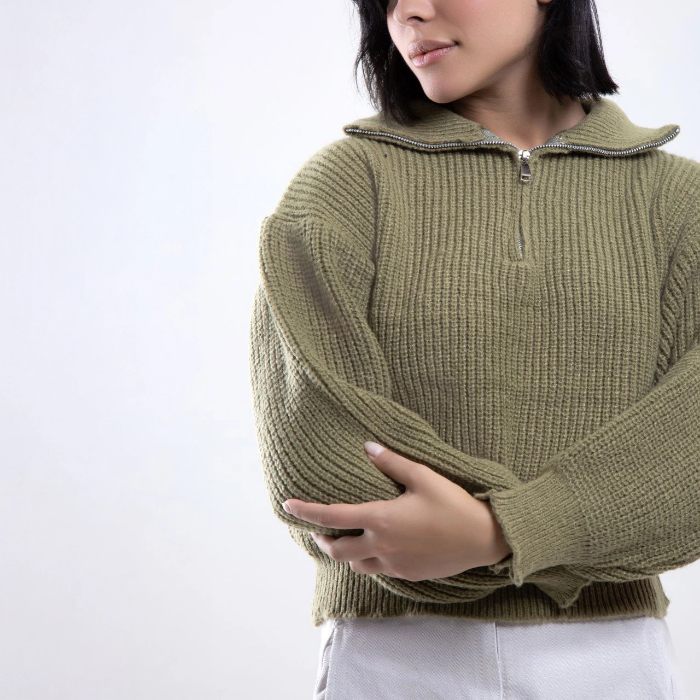 تصویر  بافت نیم زیپ یقه ایستاده زنانه بهبود | Behboud