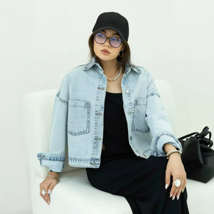 تصویر  کت جین زاپدار زنانه نیم‌تنه اسکای جین | Sky Jean