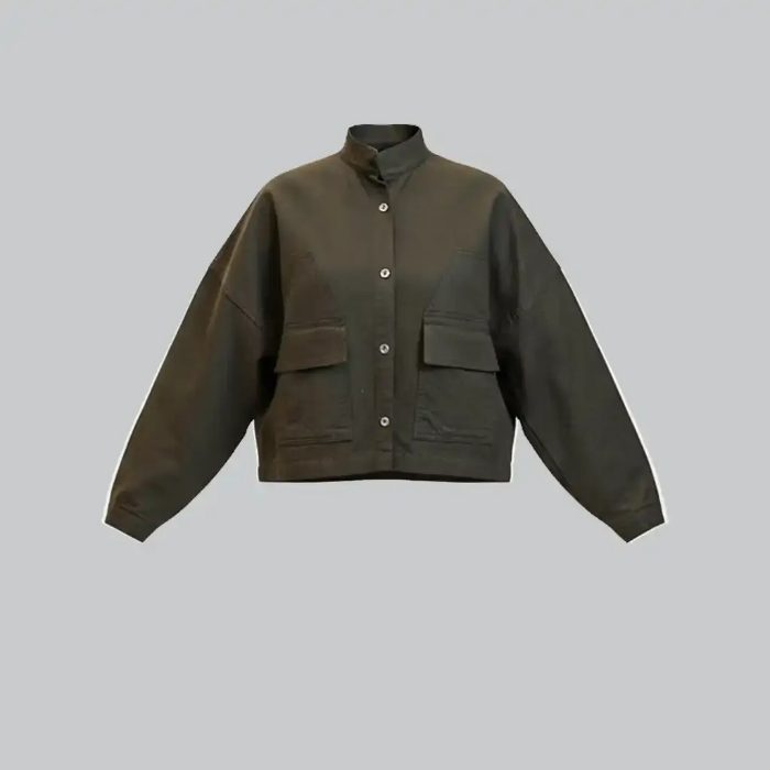 تصویر  کت کتان نیم تنه براش خورده زنانه