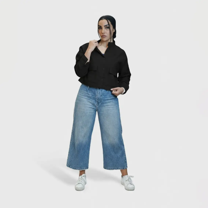 خرید کت کتان براش خورده زنانه نیم‌تنه رز جین