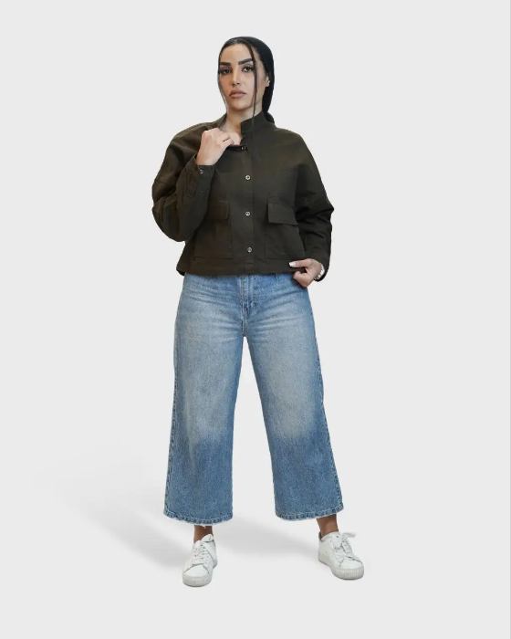 تصویر  کت کتان نیم تنه براش خورده زنانه