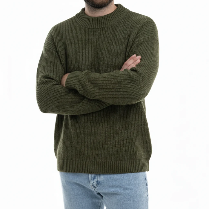 بافت یقه ۵ سانتی مردانه (Mock Neck) از جنس پنبه کشباف ضخیم، مناسب فصول سرد و استایل ساده.