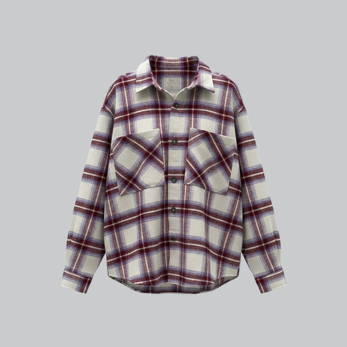 پیراهن پشمی (فلاّنل) مردانه طرح چهارخانه کلاسیک، دکمه‌دار و ضخیم، مناسب فصول سرد.