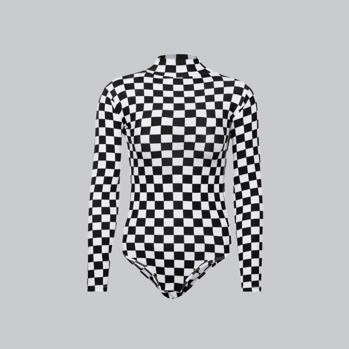 تصویر  بادی آستین بلند زنانه پپا مدل شطرنجی | peppa ♟