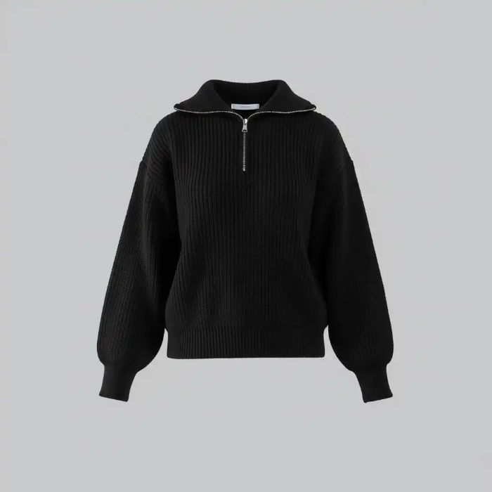 تصویر  بافت نیم زیپ یقه ایستاده زنانه بهبود | Behboud