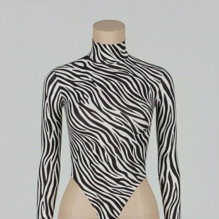 تصویر  بادی راه راه آستین بلند زنانه پپا مدل زبرا  | peppa 🦓