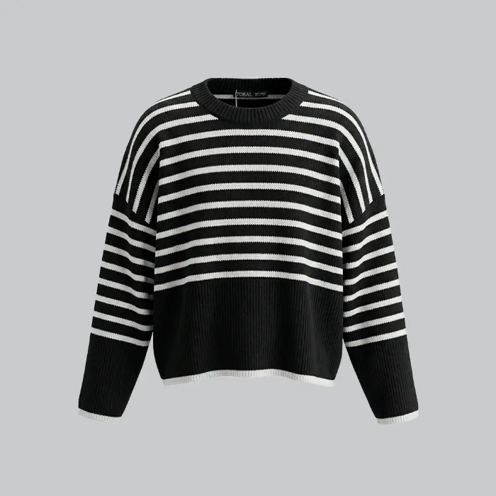 تصویر  بلوز بافت راه راه زنانه