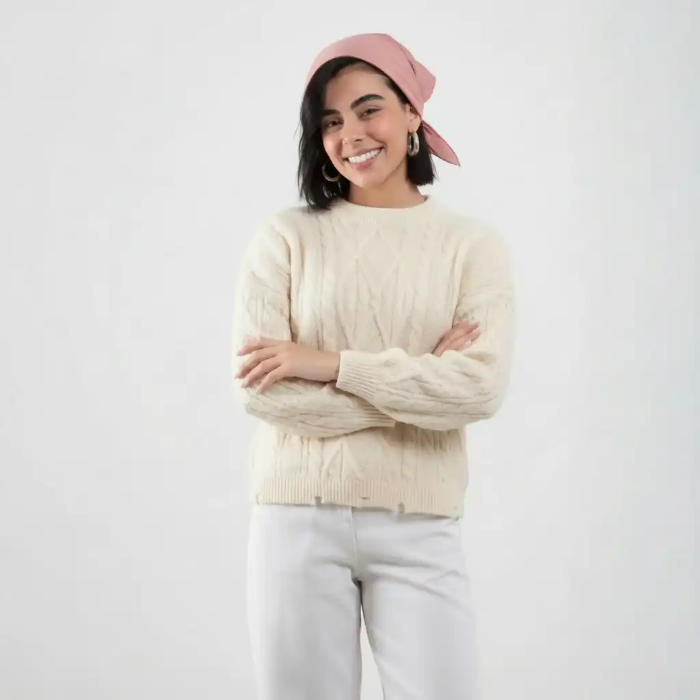 تصویر  بلوز بافت طرح‌دار زنانه بهبود | Behboud