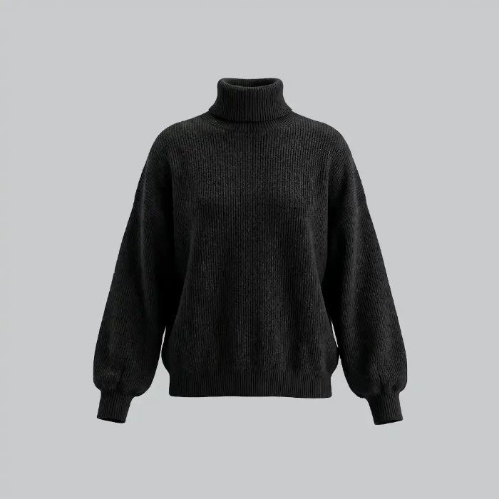 تصویر  بافت یقه اسکی زنانه یقه بلند کلاسیک