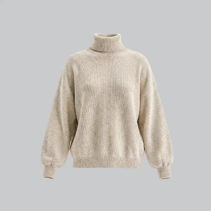 تصویر  بافت یقه اسکی زنانه یقه بلند کلاسیک