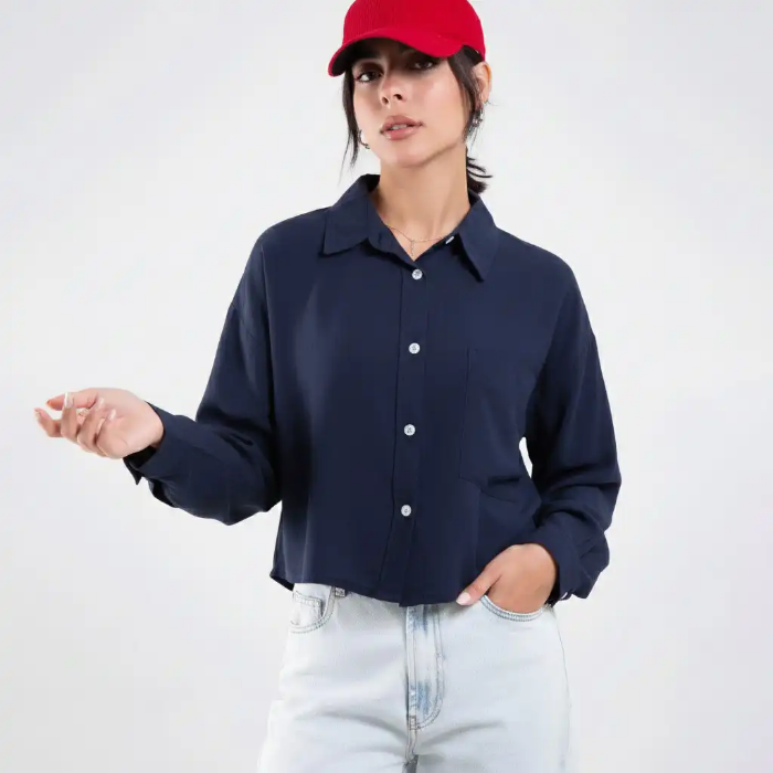 شومیز کراپ زنانه برند بهبود (Behboud) در رنگ‌های سفید، کرم، سبز، آبی، سرمه‌ای و مشکی.