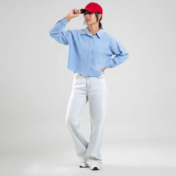 شومیز کراپ زنانه برند بهبود (Behboud) در رنگ‌های سفید، کرم، سبز، آبی، سرمه‌ای و مشکی.