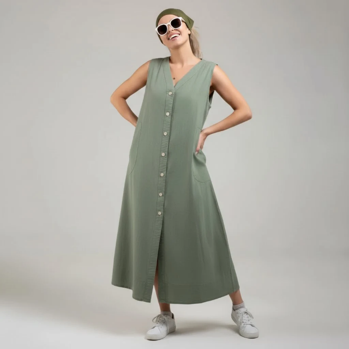 سرهمی لینن آستین حلقه‌ای برند بهبود (Behboud) در رنگ‌های سفید، مشکی، قهوه‌ای و سبز.