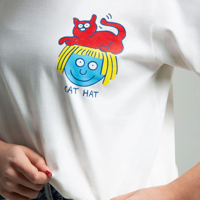 تصویر  تیشرت طرح Cat Hat برند بهبود | Behboud