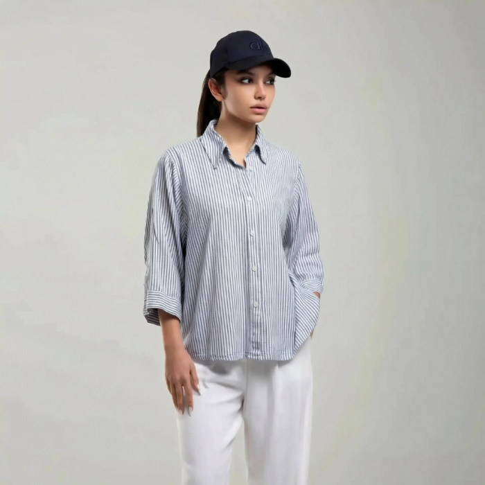 تصویر  شومیز راه راه زنانه برند بهبود | Behboud